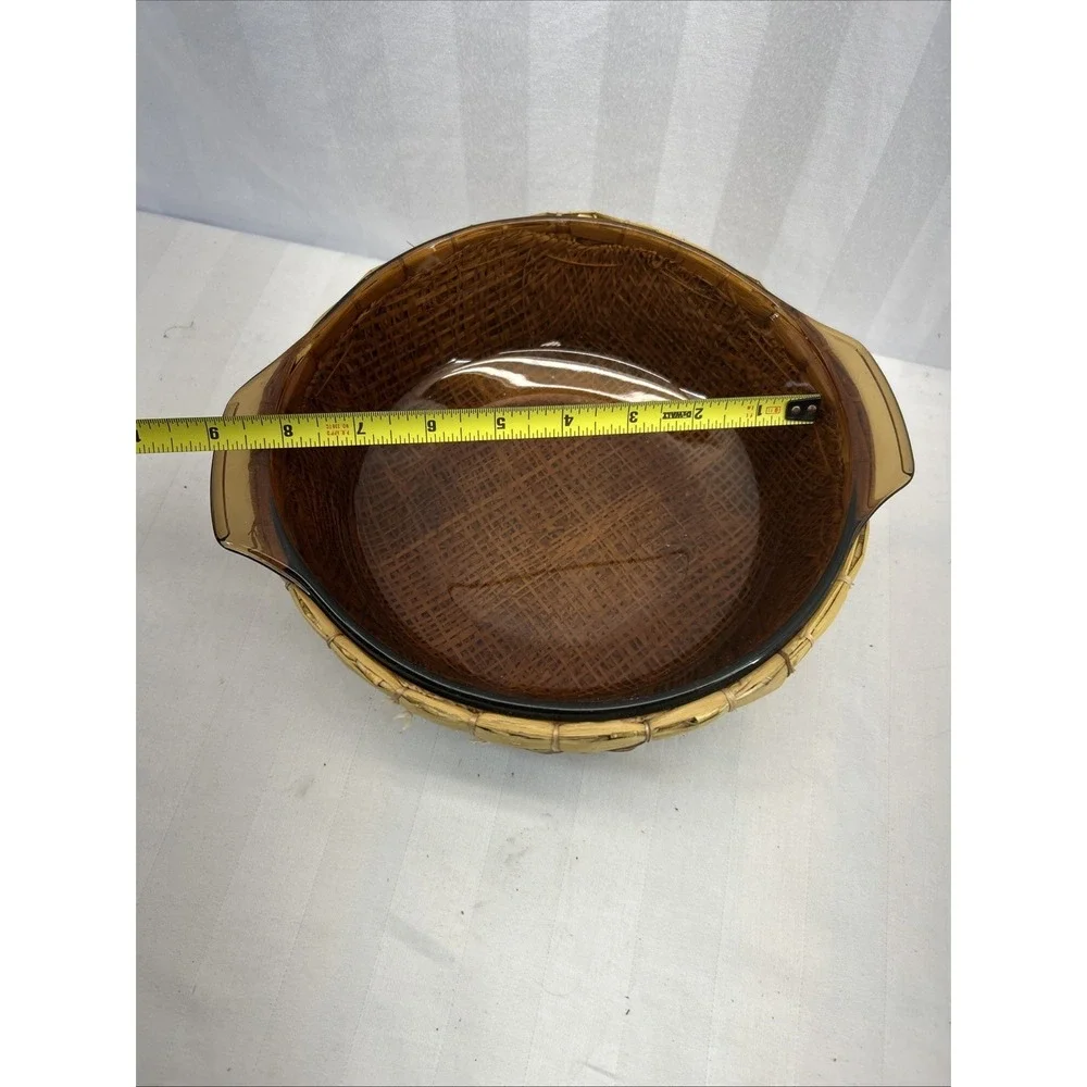 Vintage MCM Anchor Hocking  Amber Casserole Dish with Lid & Basket 1-1/2 QT USA
